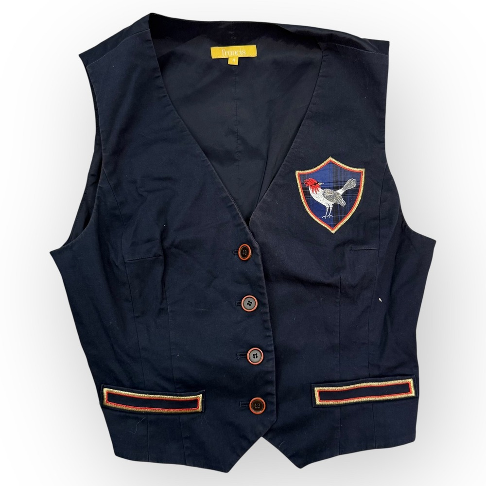 Francis Navy Blue Vest with Patch and Buttons 4